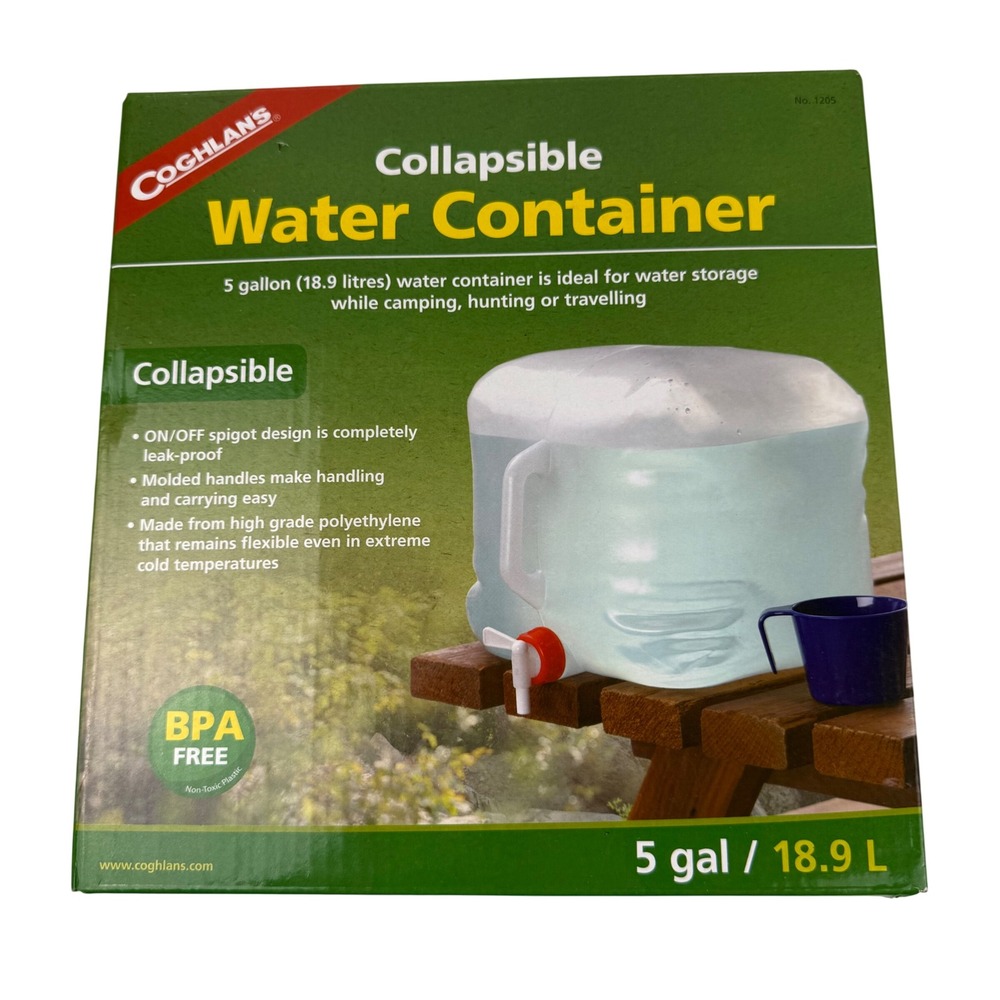 Coghlan's 5 Gallon Collapsible Water Container Clear Camping Hiking Gear Camping